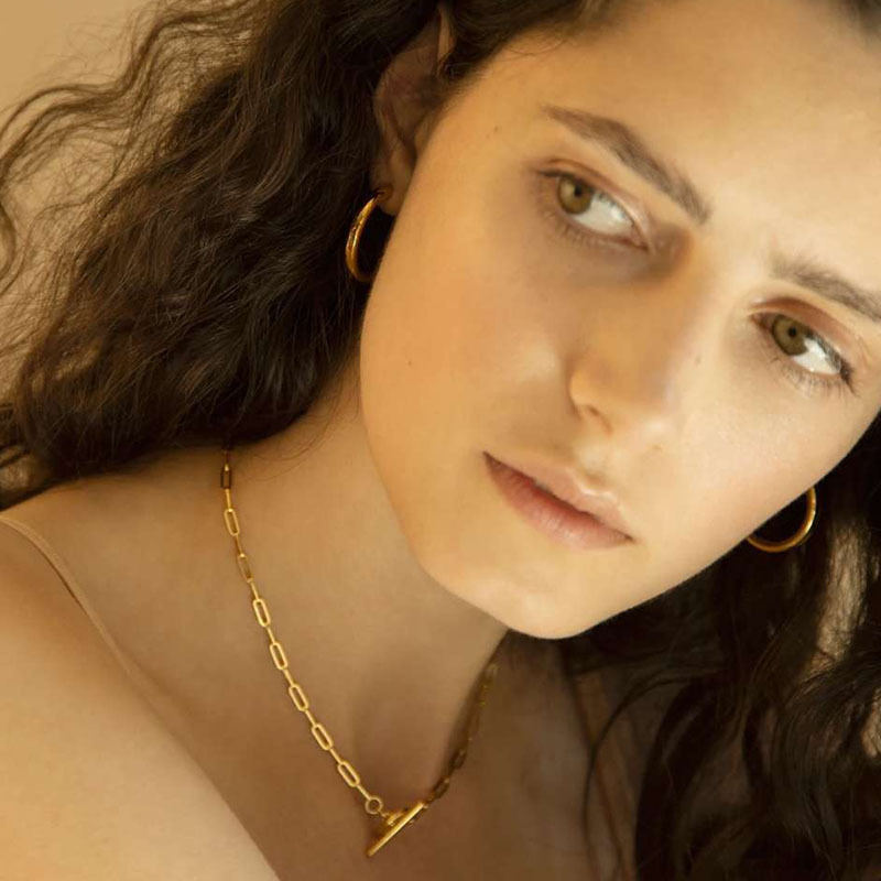 Vacuum Gold Plated Stainless Steel OT Necklace Women's Accessories