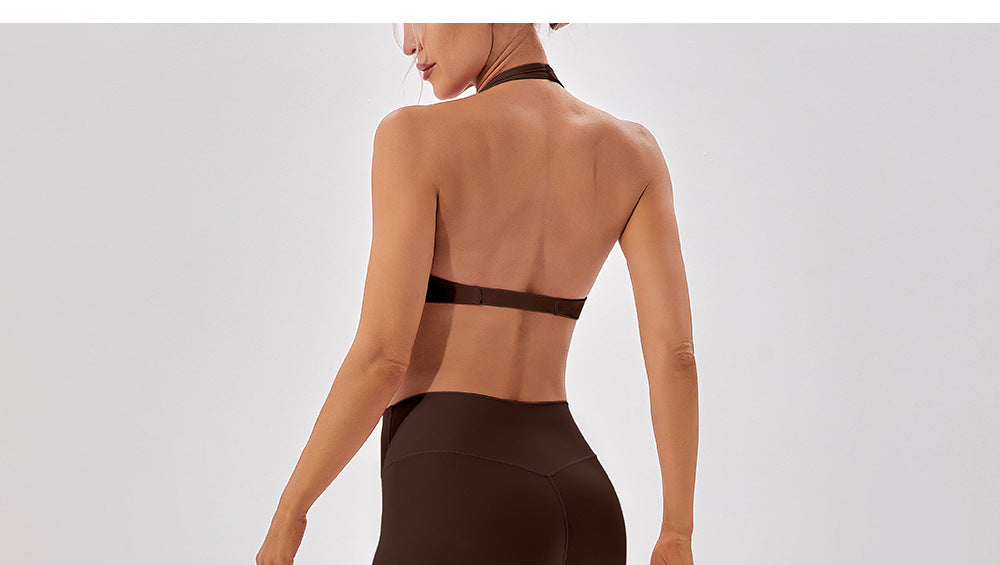 Nude Feel Breathable Halter Beauty Back Yoga Bra Tight Fitness Top