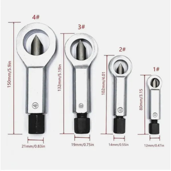 Tools 4pcs Heavy-Duty Nut Splitter Set - Multifunctional Metal Tool For Removing Broken, Damaged, And Corroded Screws And Nuts, Including Durable Rusty Nut Crusher Sturdy Tool