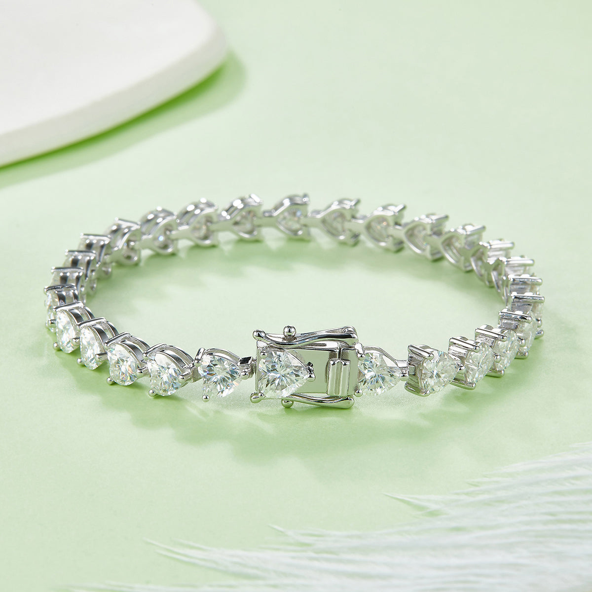 S925 Sterling Silver 5x5mm Heart Cut Moissanite Tennis Bracelet D Color VVS1 16-18-20cm Platinum Plated GRA Certified Gift Box