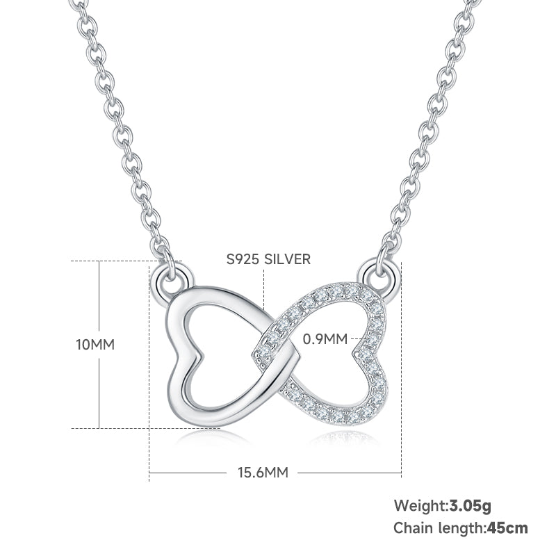 3g S925 Sterling Silver Infinity Heart Necklace 45cm  22 Stone Moissanite Pendant With GRA, Platinum Plated Romantic Jewelry Gift Box For Women