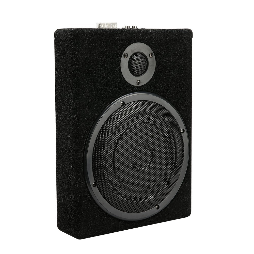 800W 8in  Car Under Seat Active Subwoofer Slim Amplified Sub Audio Speaker Kit 12V
