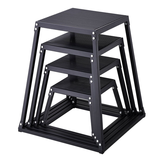 4-teilige Plyometrische Sprungboxen, 305/458/609/762 Mm Plyometric Box Schwarz, Rutschfestes Fitness-Übungs-Step-Up-Box-Set Für Heim-Fitness-Training, Konditions-Krafttraining, Jump Training