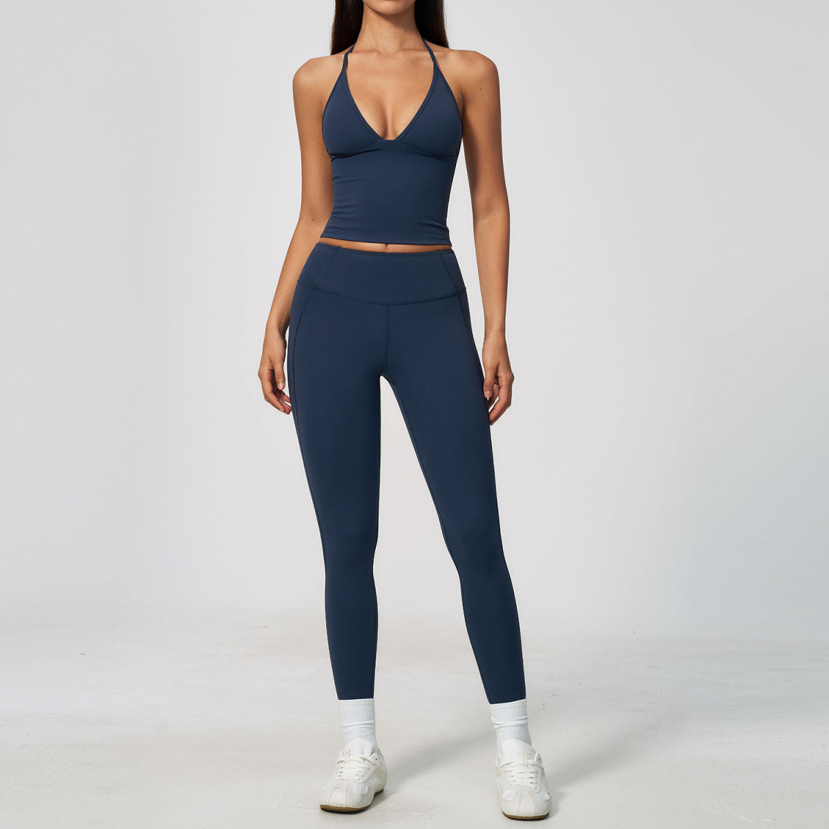 Halterneck Backless High-Compression Tummy-Control Yoga Outfit For Women