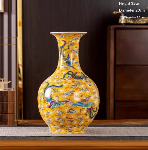 Porcelain Famille-Rose Luminous Vase Gift Modern Home Decor