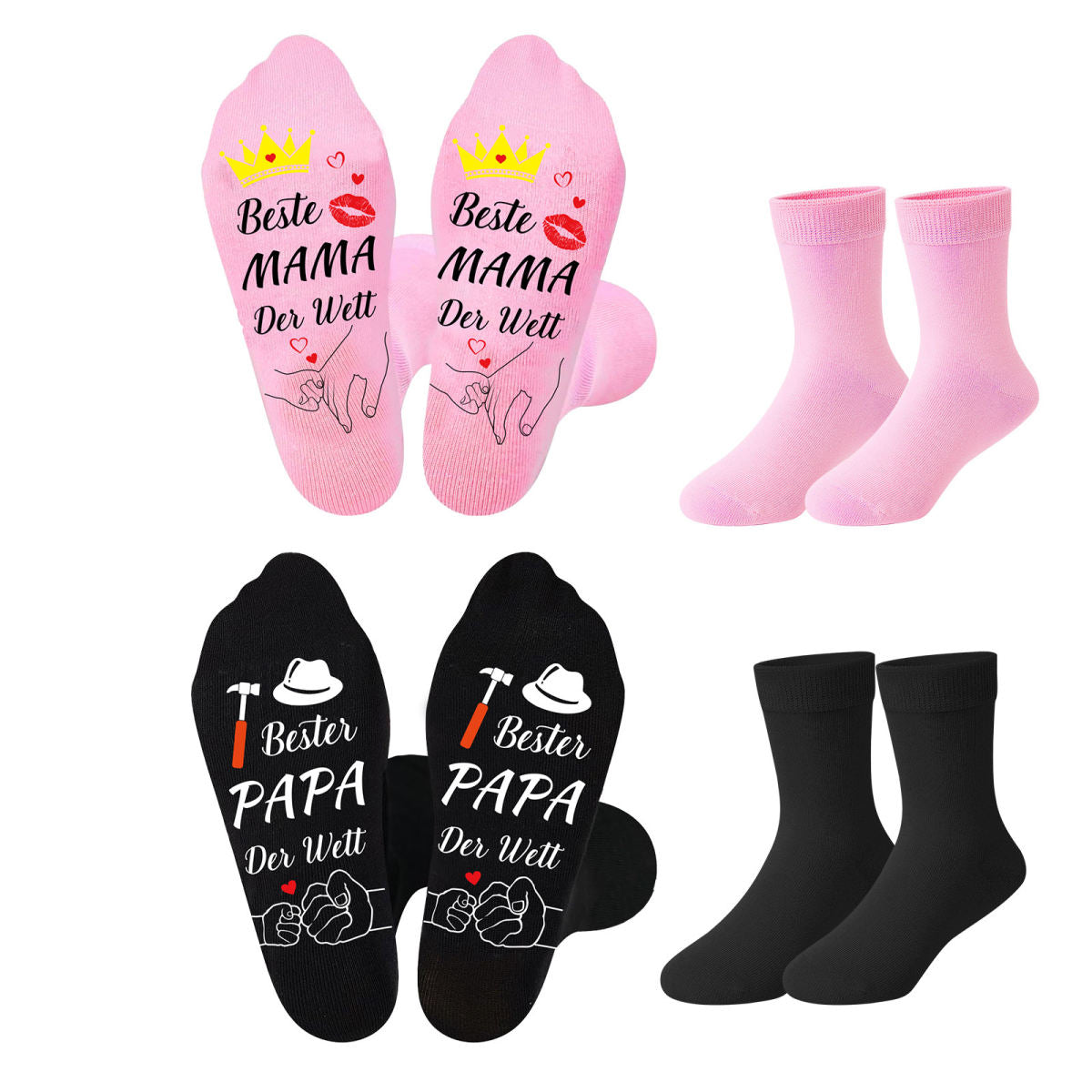 Best Mom And Dad Socks Set - 2 Pairs Of Printed Socks For Gift-Giving Occasions - Party Accessory Set