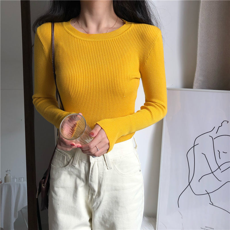 Women's Slim-fit Korean Style All-matching Pullover Thin Sweater
