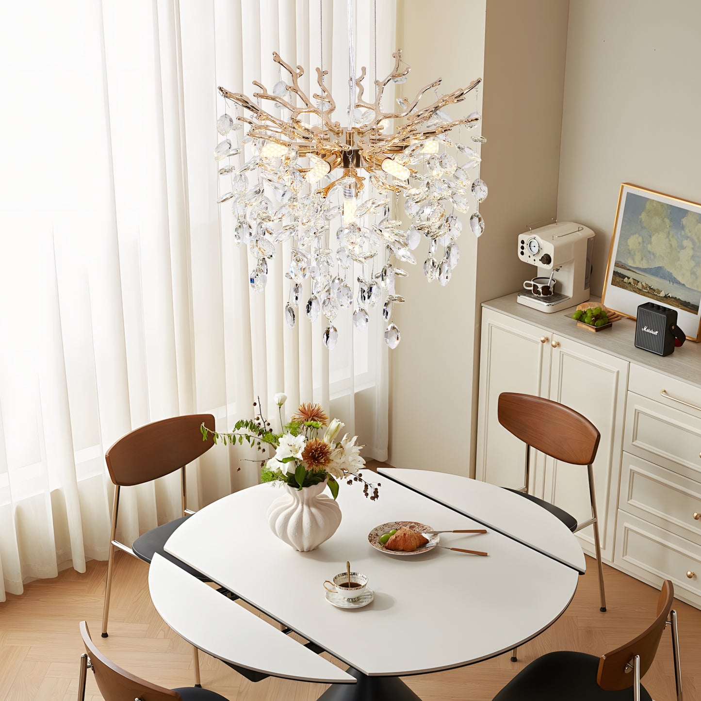 Modern Tree Branch Crystal Chandelier Luxury Gold Crystal Pendant Lighting 18  Contemporary 7-Light Chandeliers For Dining Room Kitchen Bedroom Living Room