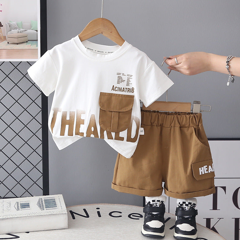 Korean-style Short-sleeve Top And Shorts Set For Baby Boys