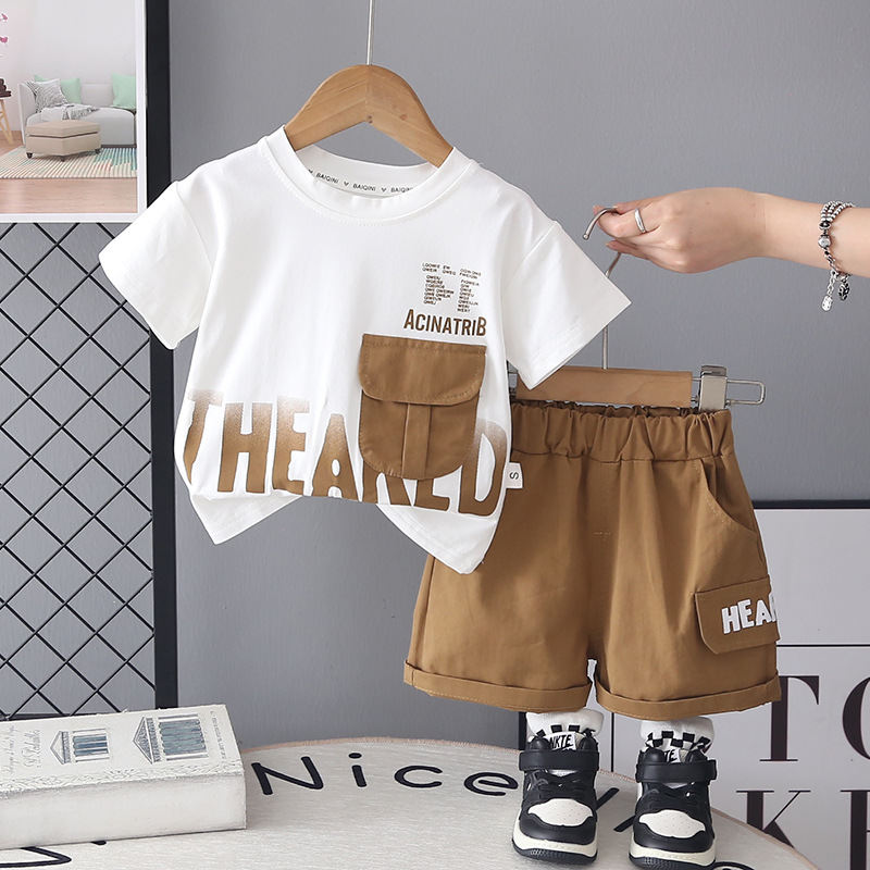 Korean-style Short-sleeve Top And Shorts Set For Baby Boys