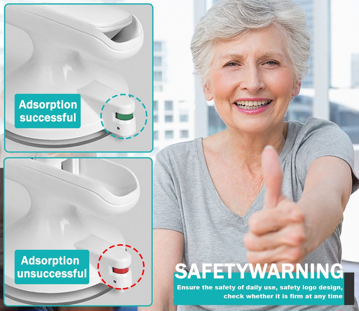 Safety Support Hand Rail Handle Bar Grip Grab Suction Bath Bathroom Shower