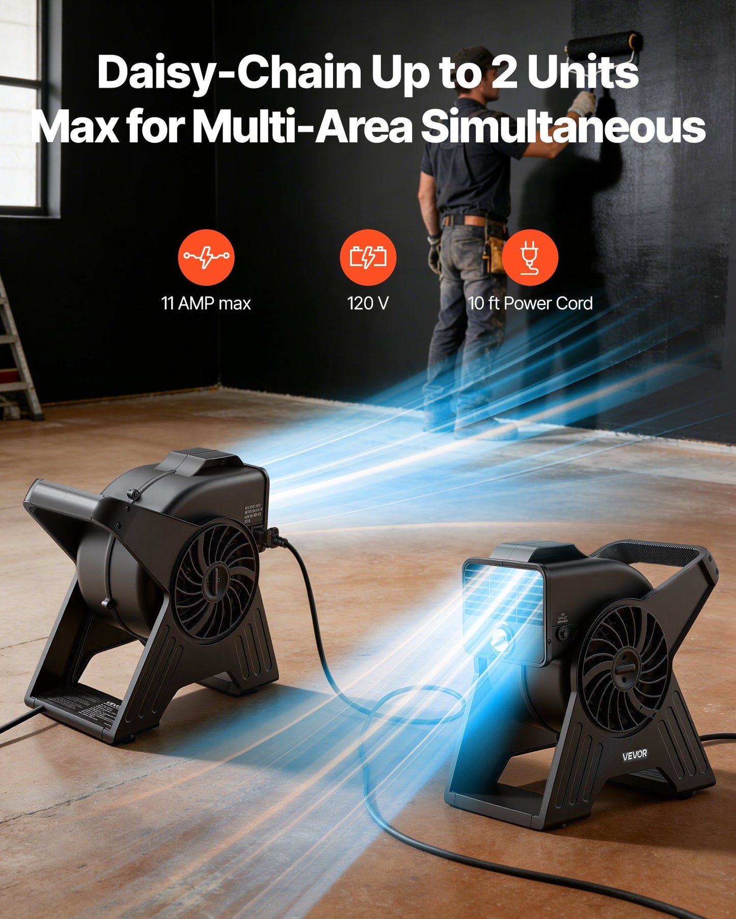 Blower Fan, 13 In Portable Utility Floor Fan, 300 CFM, 3 Speeds, Multi-Angle Airflow, Lightweight Portable High Velocity Air Mover, For Drying, Dehumidifying, Carpets, Air Circulation, Cooling