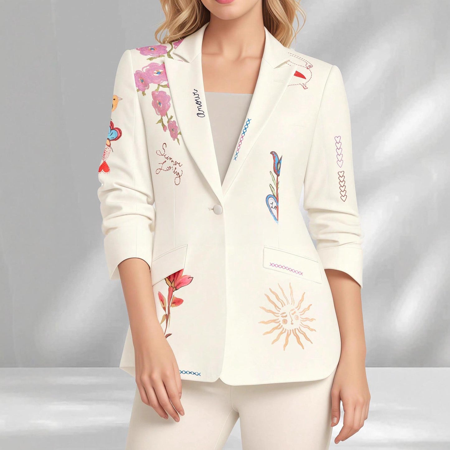 New Stylish Womens Tailored Blazer With A Lapel Western-style Long Sleeves