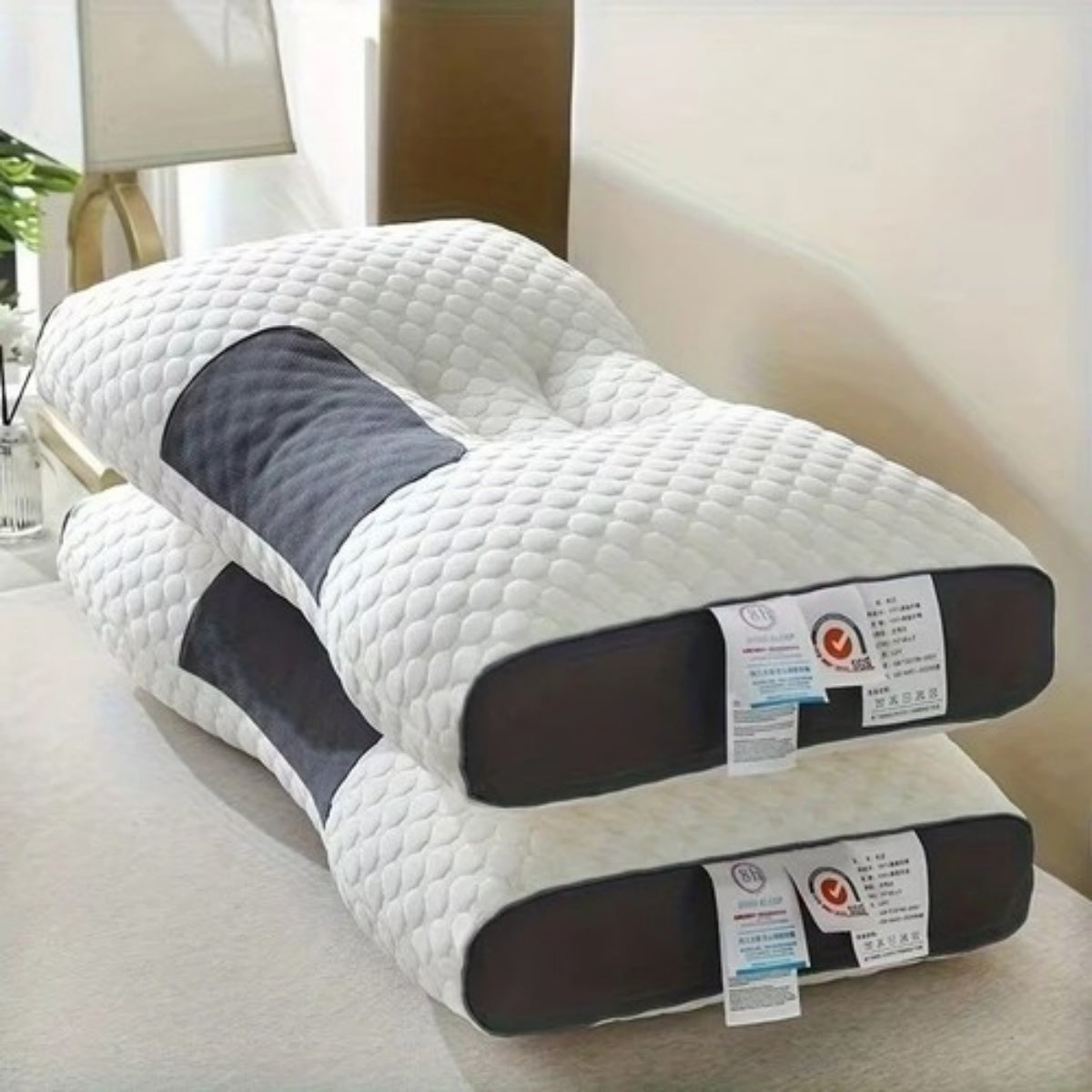 2PCS Soft Massage Neck Pillow For Sleeping, Adjustable Ergonomic Contour Support Pillow, High Quality Pillow Core, Removable Cover