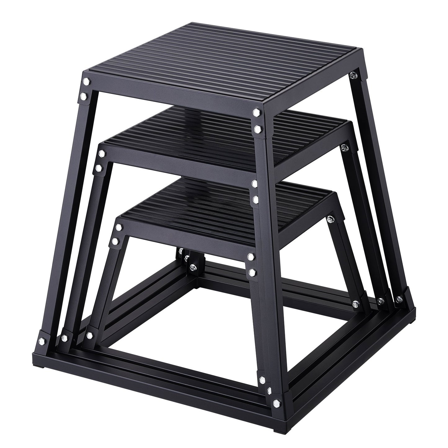 Plyometric Jump Boxes, 12/18/24 Inch Plyo Box, Platform And Jumping Agility Box, Anti-Slip Fitness Exercise Step Up Box Set For Home Gym Training, Conditioning Strength Training, Black