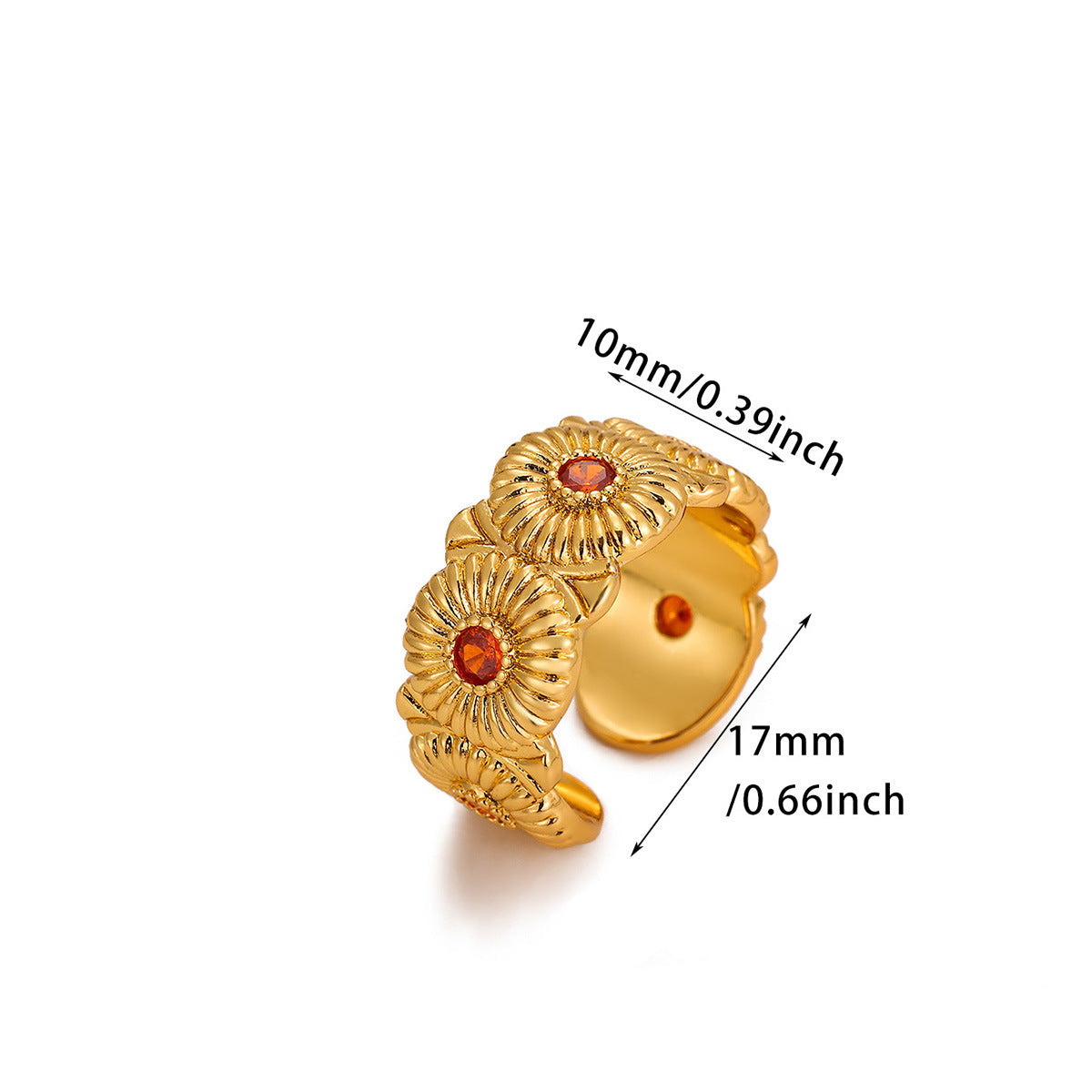 European Style Flower Zircon Adjustable Ring Vintage Fashion Female Finger Jewelry