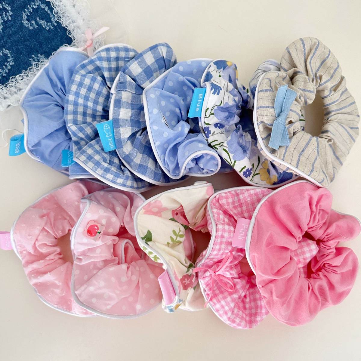 Sweet Floral Plaid Large Intestine Hair Ring Stripe Hair Ring Hair Rope Hair Accessories