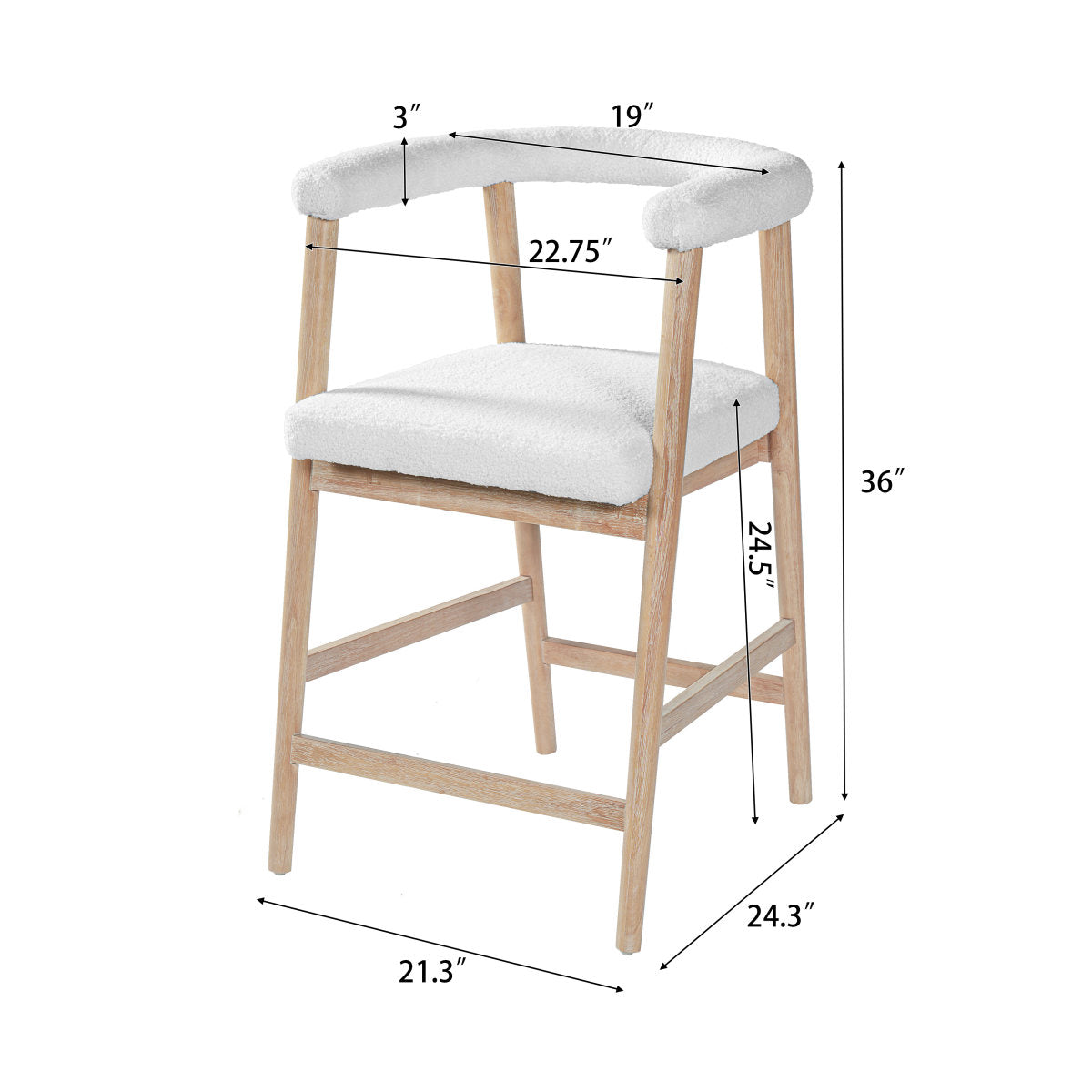 25  Seat Height  Bar Stools With Back,  Comfortable Counter Stools For Kitchen Island Dining Room, Set Of 2
