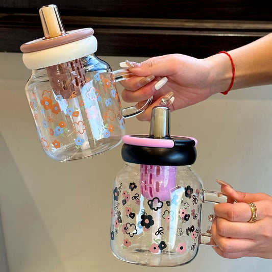 Straw Glass Cup High Temperature Resistant Borosilicate Tea Water Separation Cup