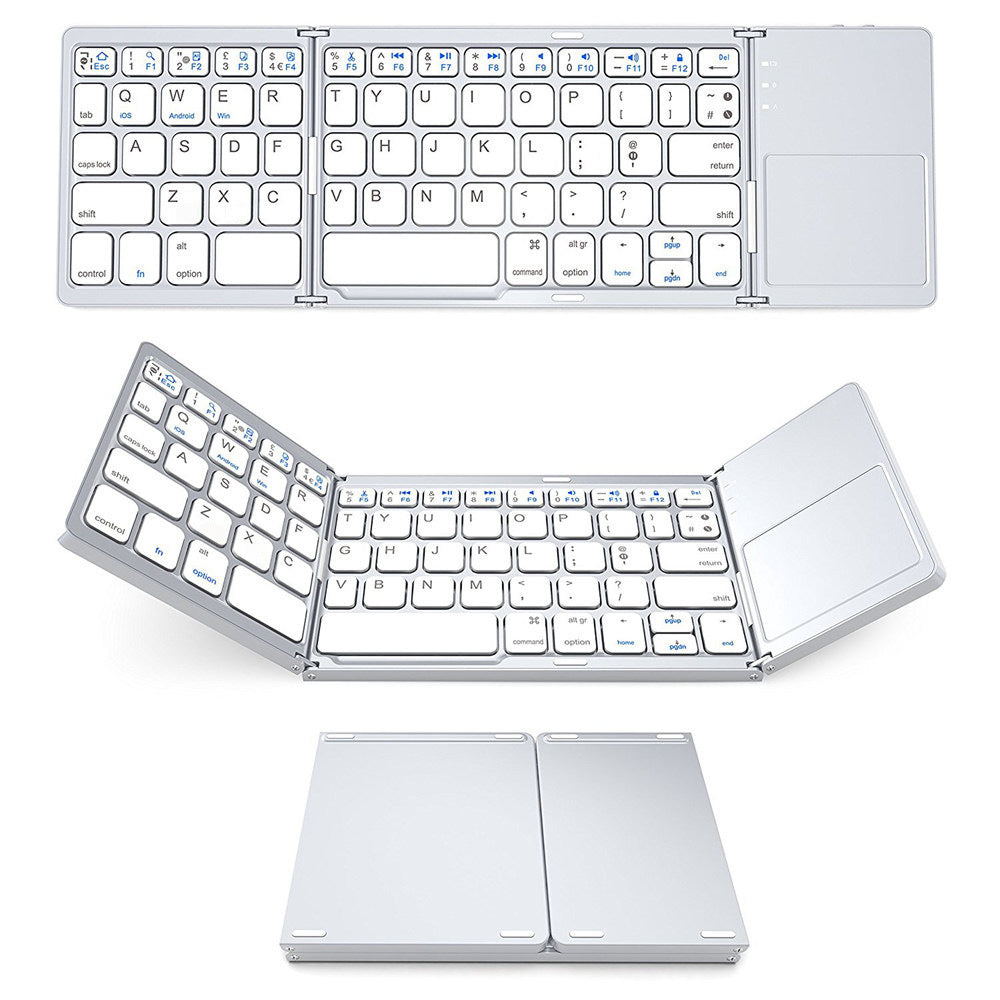 Folding Tablet Phone Computer Wireless Foldable Bluetooth Keyboard Multi-Function Button