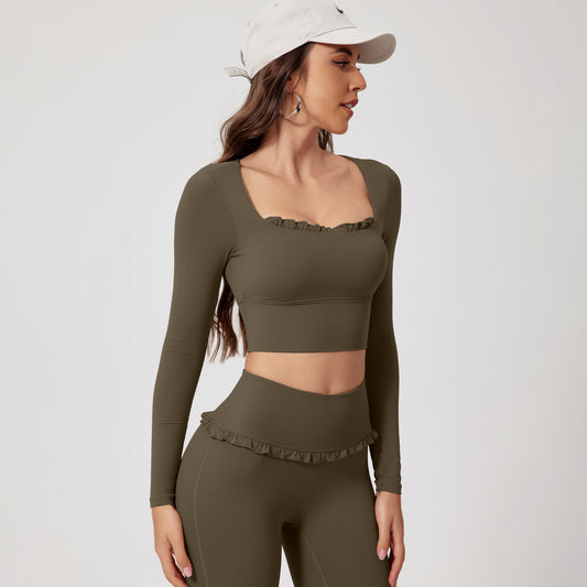 Inch Shadow European And American Quick-drying Fitness Sports Long-sleeved Top