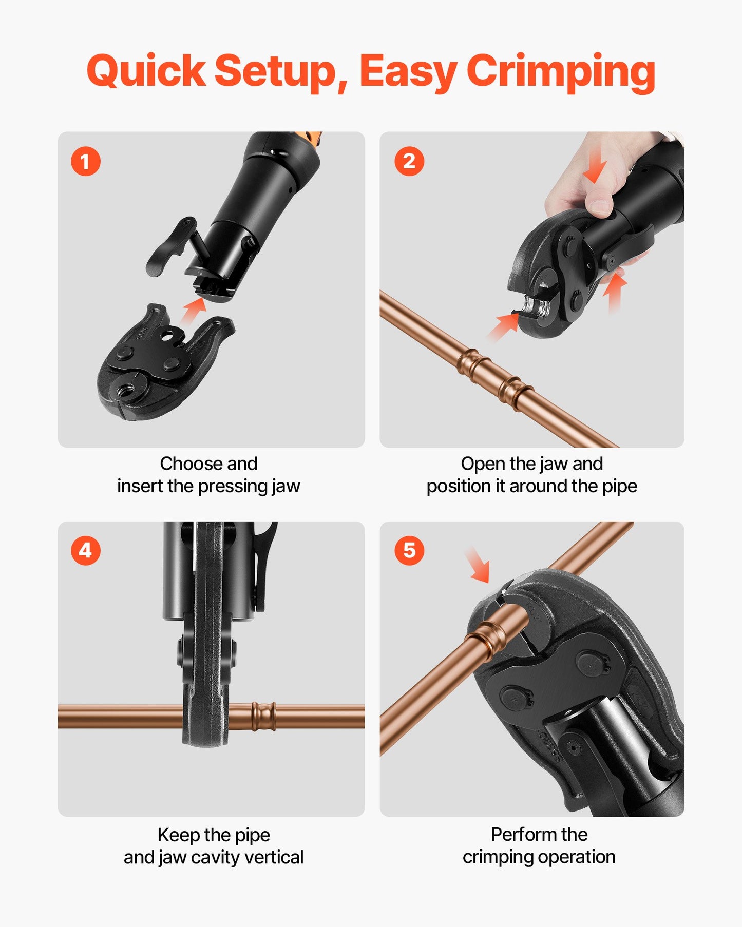 1/2" Press Jaw For Compact Series Press Tools, 52 HRC Hardened Steel Pressing Jaw For High Pressure HVAC/R Applications - Compatible With 24KN Press Tools For RLS Copper Pipes Connections