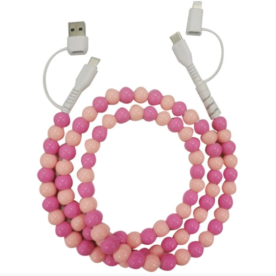 Two-tow And Two-beaded Colored Beads Charging Data Line
