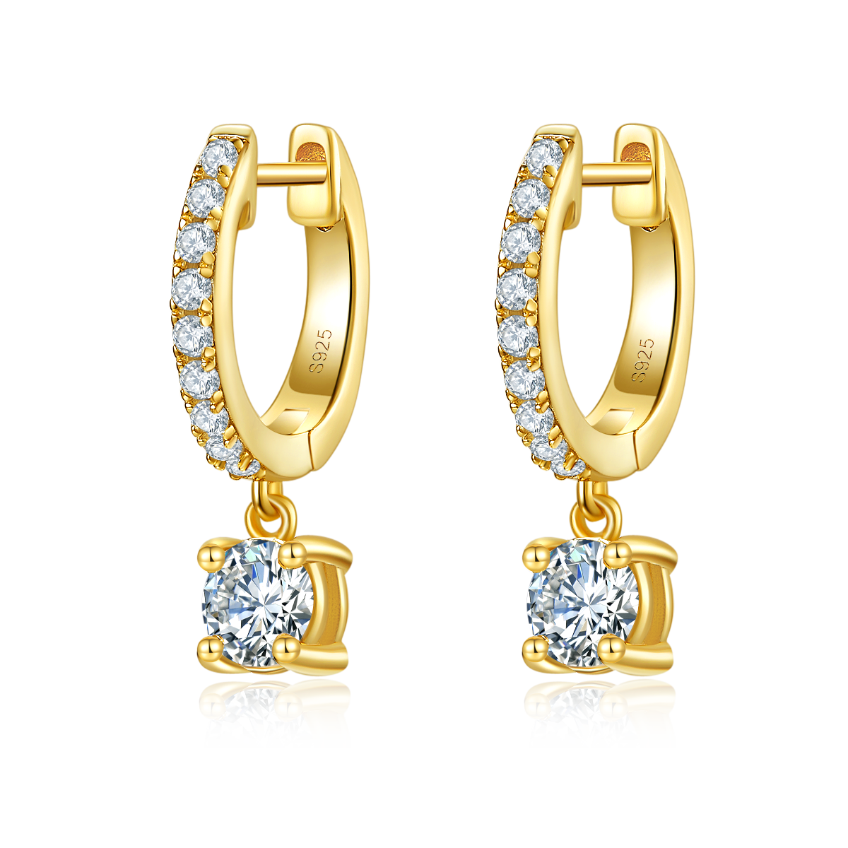 3g S925 Sterling Silver Moissanite Dangle Hoop Earrings  5mm Drop With Pave Hoop & GRA Certificate, Platinum Plated Jewelry Gift Box Set For Women