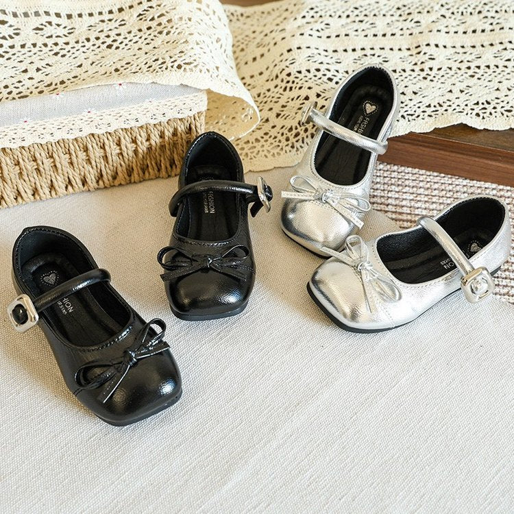 Girls' Leather Shoes, Shallow Mouth Princess Shoes, Korean Version, Girls' Fashionable, Versatile, Casual Single Shoes