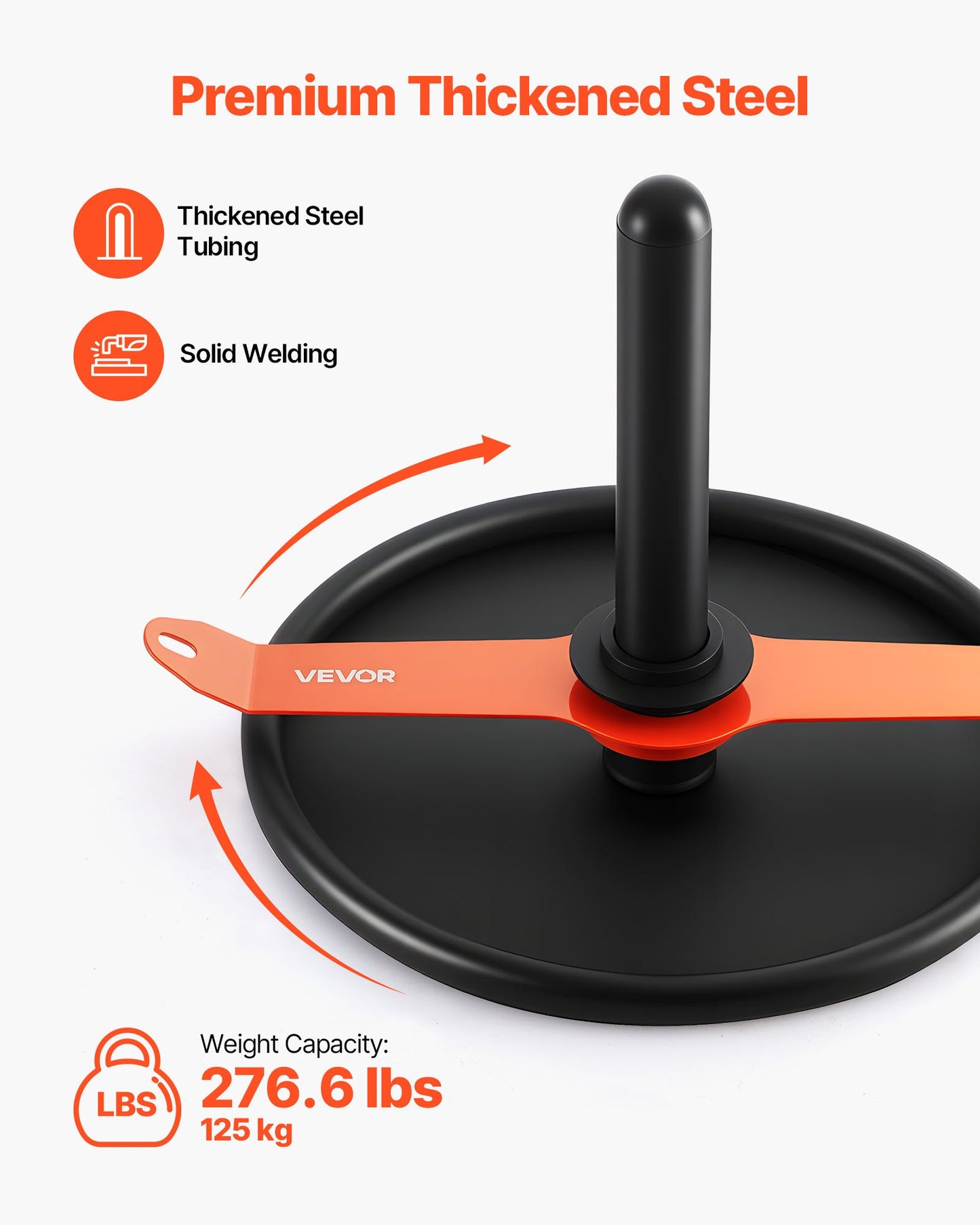 Weight Sled, Steel Power Sled, Fitness Strength Training Sleds For Athletic Exercise Speed Improvement, Workout Fitness Equipment With Harness, Compatible With 2 In Weight Plate, Orange & Black