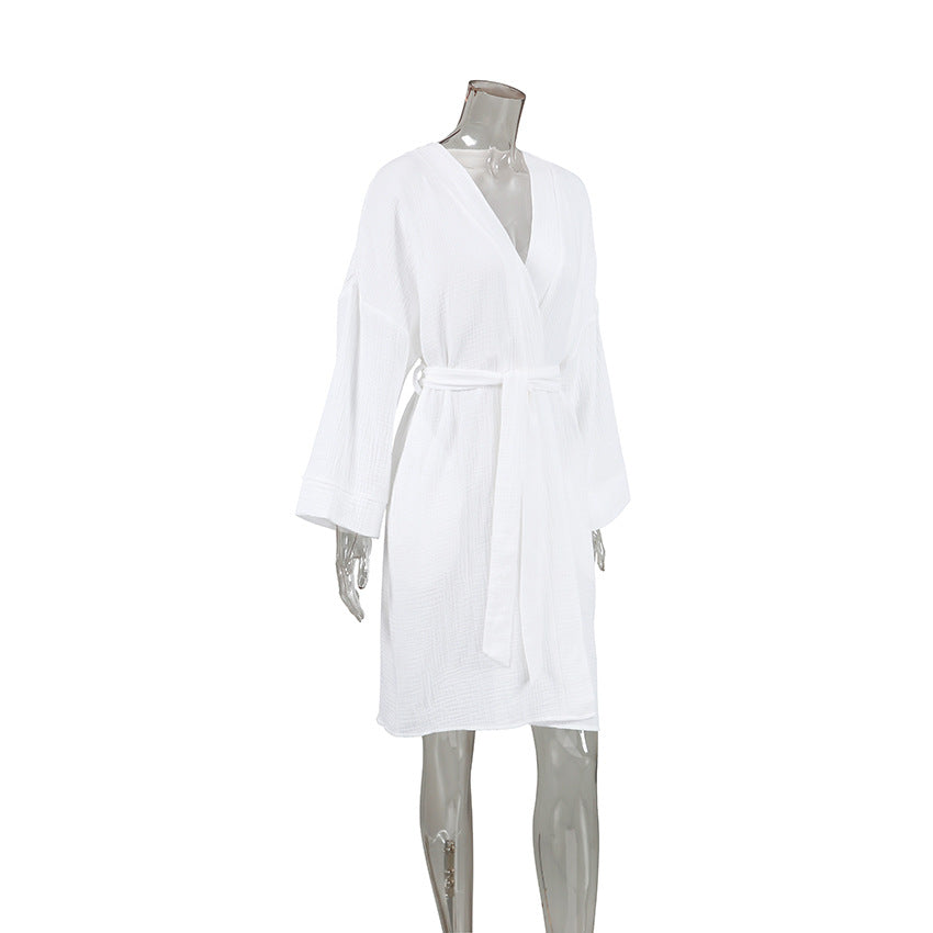 Cotton Fashion Long-sleeve Nightgown Womens Loungewear