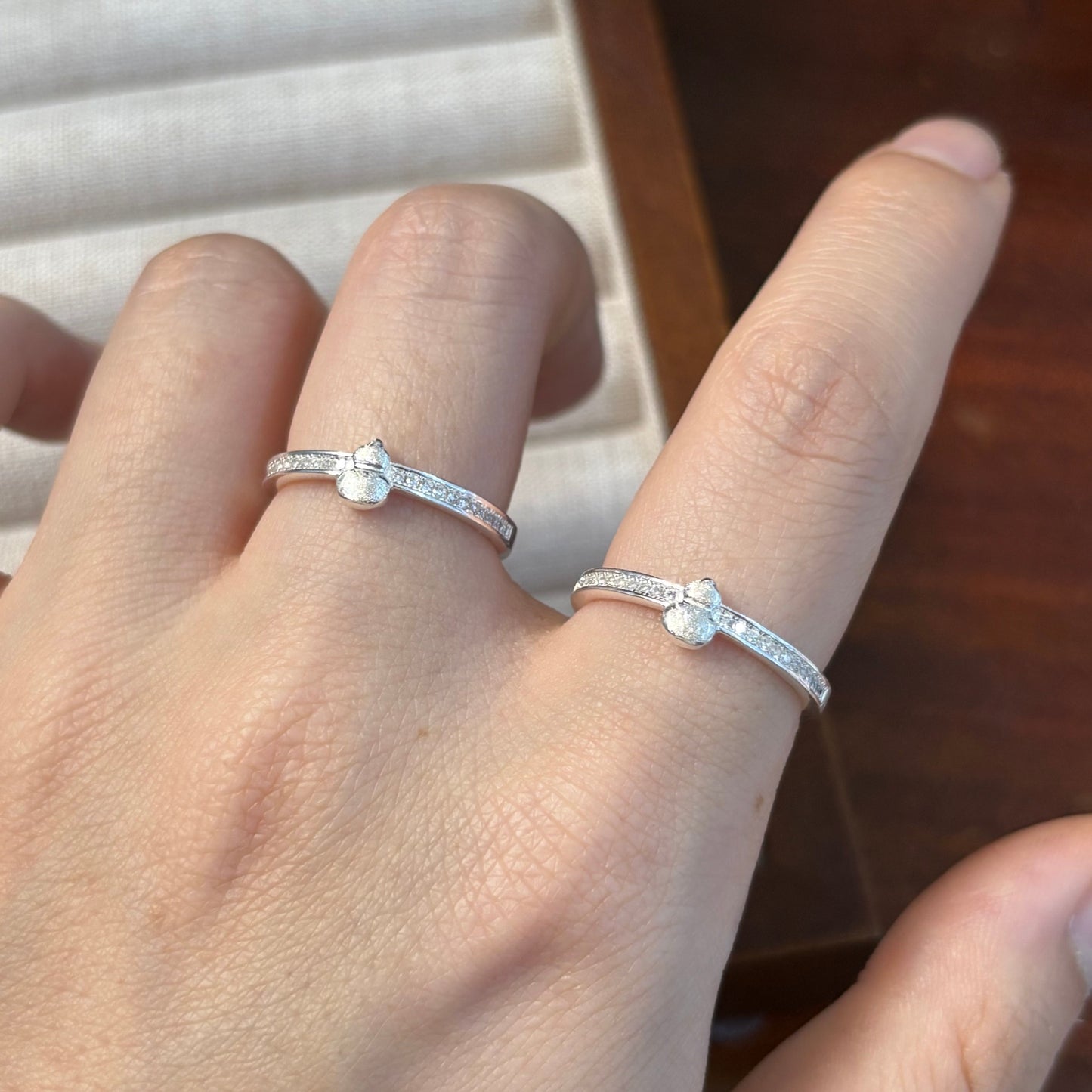 1pc 999 Sterling Silver Matte Gourd Zircon Open Ring, Elegant Chinese Style, Perfect For Daily, Dating & Gifting, Ideal Valentine's Gift