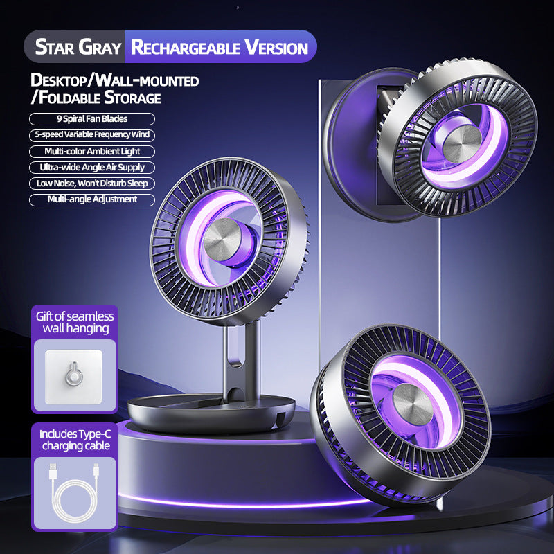 Foldable Desktop Light Fan For Outdoor And Home Use Portable