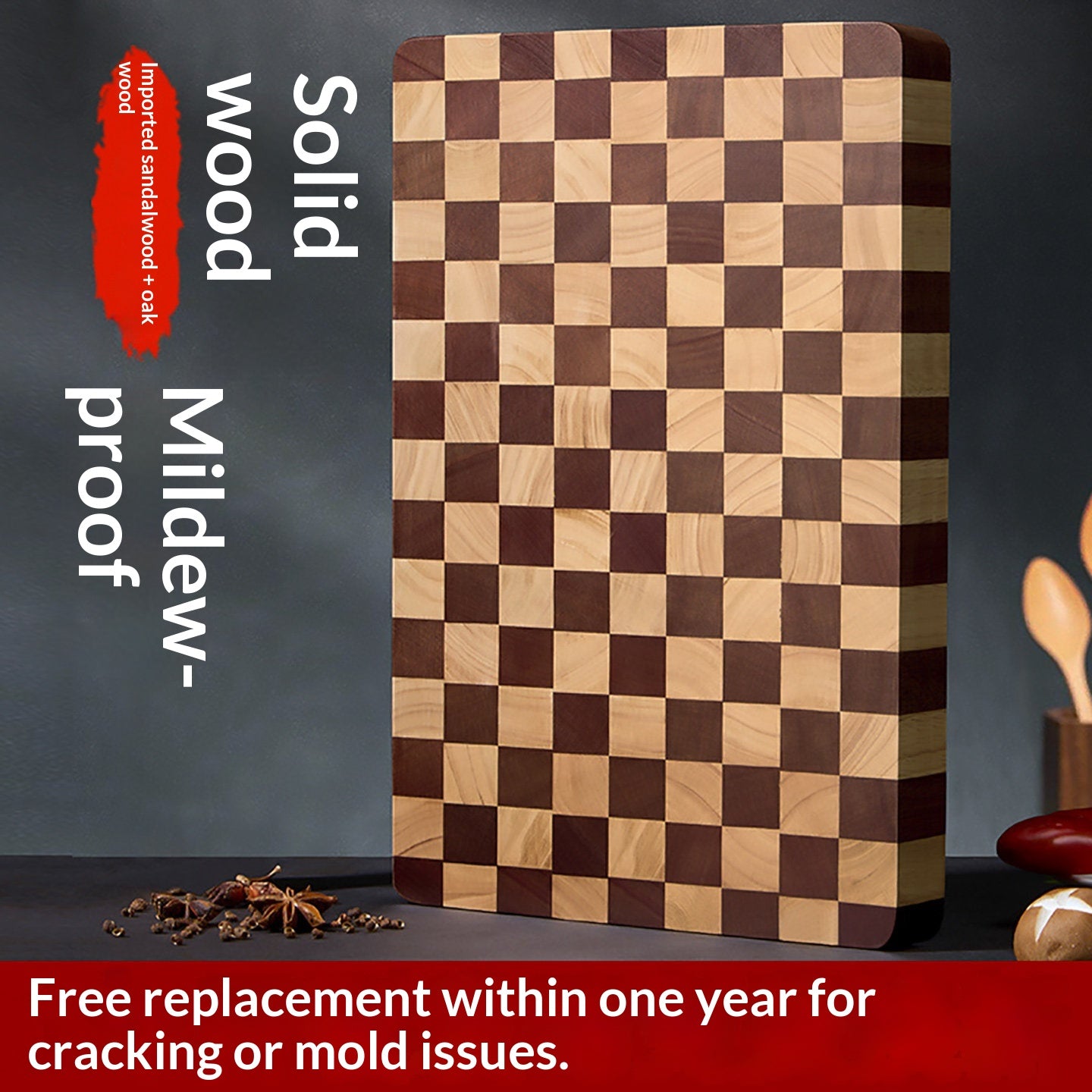 Acacia Cutting Board Antibacterial And Mildew-resistant For Home Vegetable Chopping