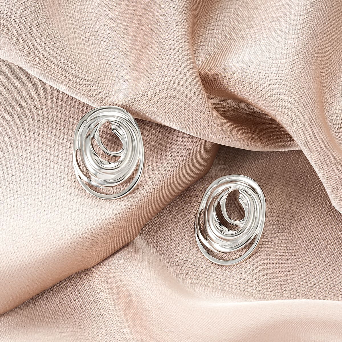 New European American Exaggerated Irregular Stud Earrings For Women, High-End Fashion Textured Stainless Steel Titanium Ear Jewelry