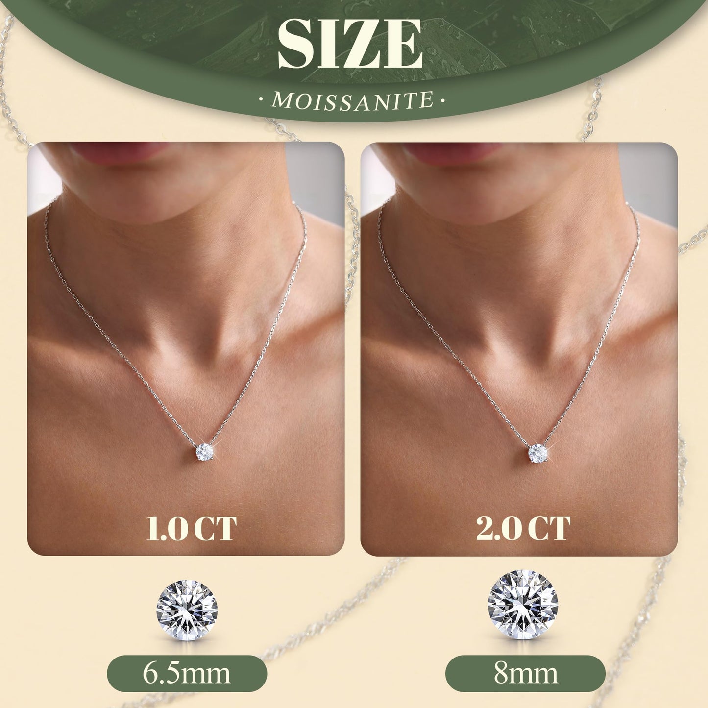 Moissanite Necklace 925 Sterling Silver Layered Necklaces For Women 18K White Gold Plated Hypoallergenic Dainty Stack Chain Choker Pendant Jewelry Gifts D Color