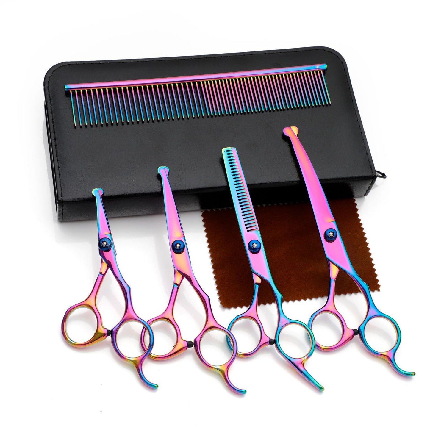 Pet Scissors, Stainless Steel, Black, Round Tips