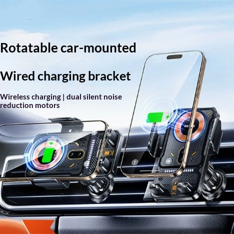 Car Phone Holder With Wireless Magnetic Charger Supports Fast Charging