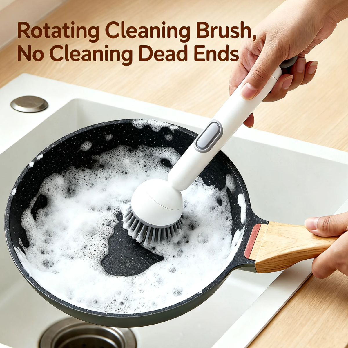 Long Handle Dish Brush With Soap Dispenser, 360 Rotating Pot Scrubber With 6 Adjustable Angles, Non-Scratch Kitchen Cleaning Brush For Pans, Dishes And Sink, Ergonomic Scrub Brush With PET Bristles