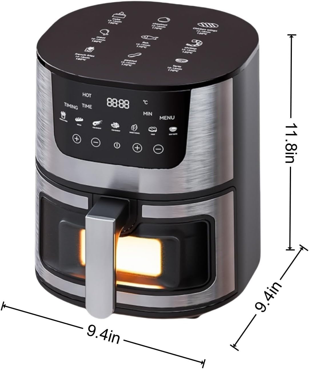 Digital Air Fryer 7L Visible Oil Free Kitchen Cooker Frying Low Fat Mini Oven