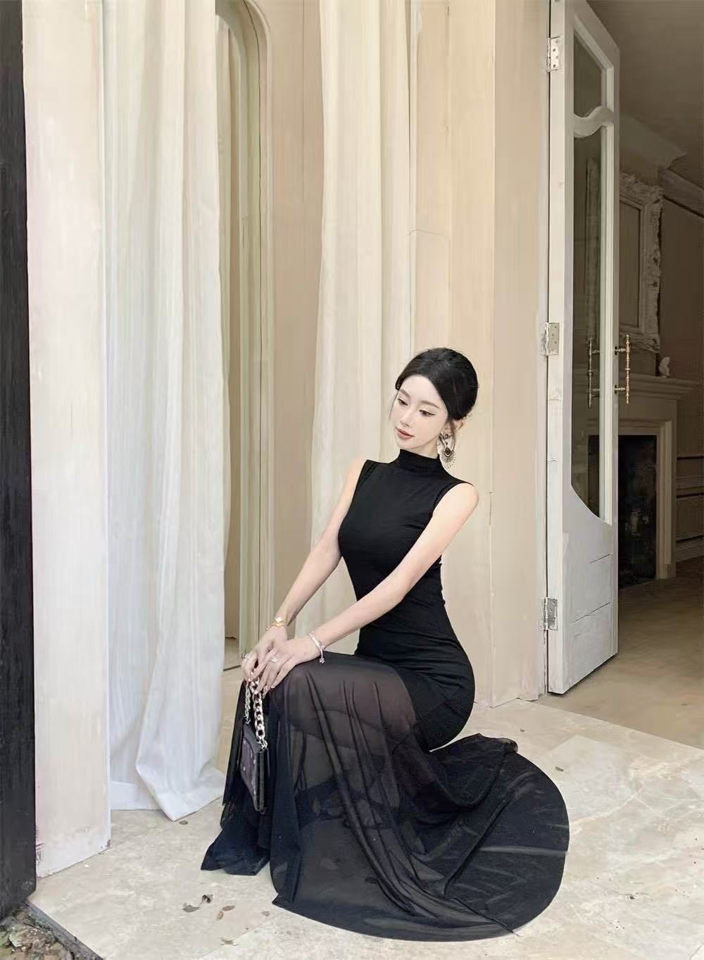 Women's Fashion Mesh Patchwork Dress
