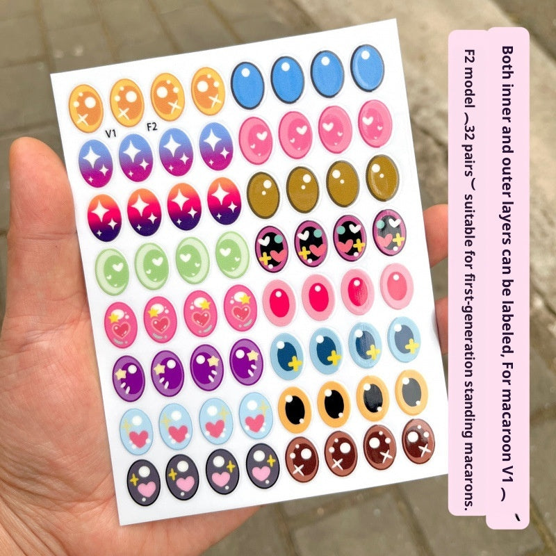Macaron Colored Contact Lens Makeup Eye Stickers, Handmade DIY Doll Eyelash Stickers, Sit-down Stickers Eyes