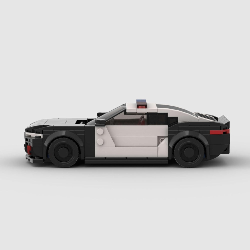 318PCS Police Sports Car Building Blocks, Black & White Cop Vehicle Toy With Light Bar Kit For Kids And Adults,Collectible Police Car Gift