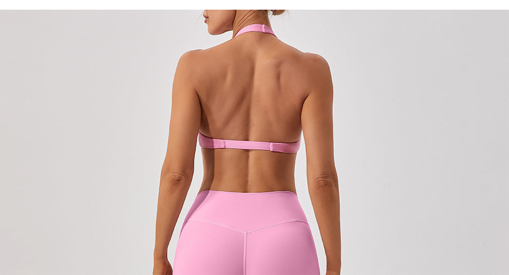 Nude Feel Breathable Halter Beauty Back Yoga Bra Tight Fitness Top