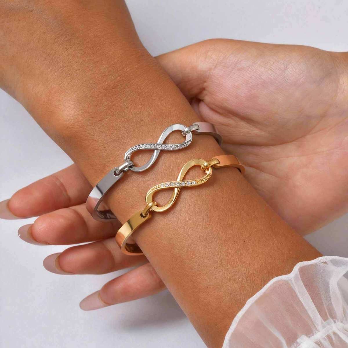 Copper Zircon Heart-Shape 8 Infinity Symbol Fashionable Trendy Korean-Style Sweet Yet Cool Bracelet