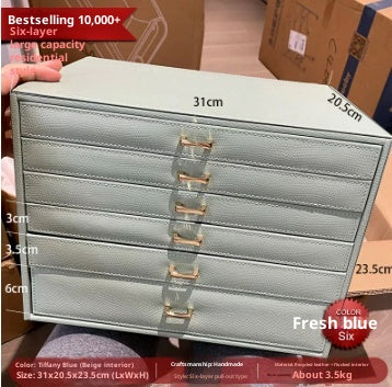 Jewelry Box European-style Large Capacity Princess Jewelry Storage Box Korean Jewelry Casket Jewel Box Wooden Recycled Leather Watch