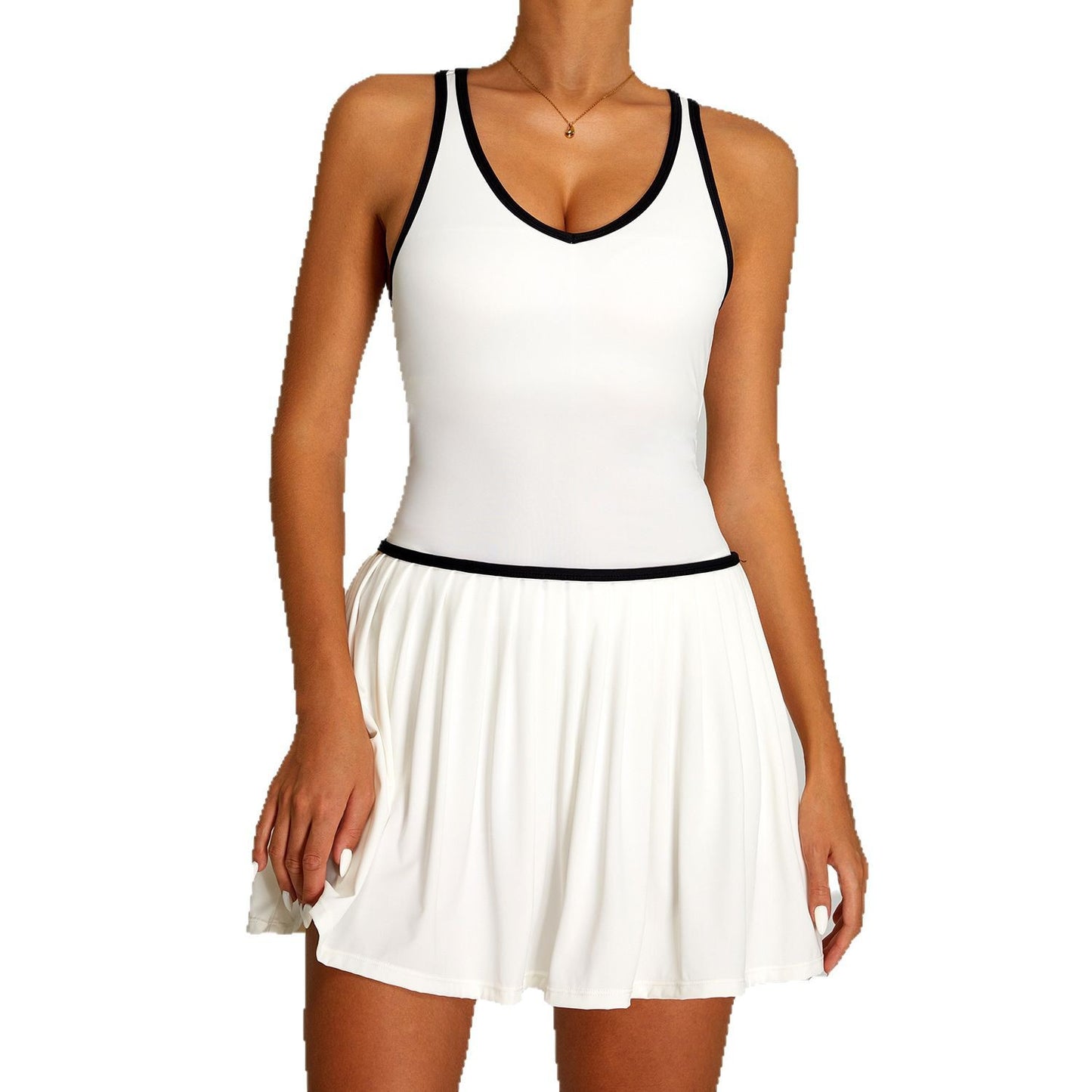 Contrast Color Sports Tennis Dress Women's Outdoor Running Fitness