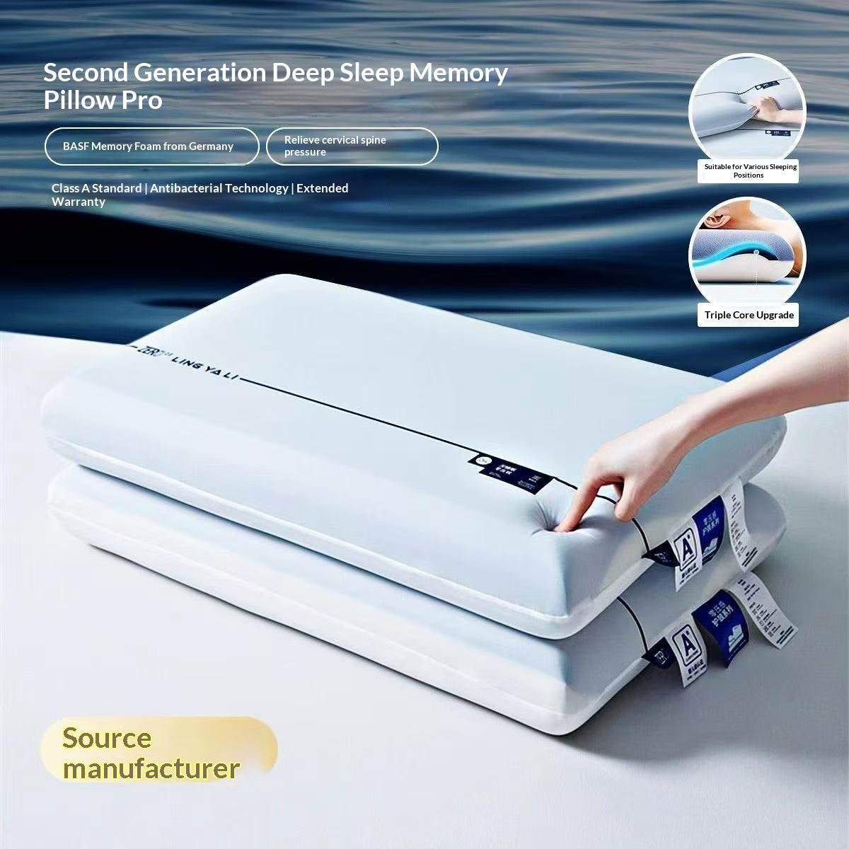 Deep Sleep Memory Slow-Rebound Pro Dual-CoreSingle-Core Zero-Pressure Neck-Care Pillow