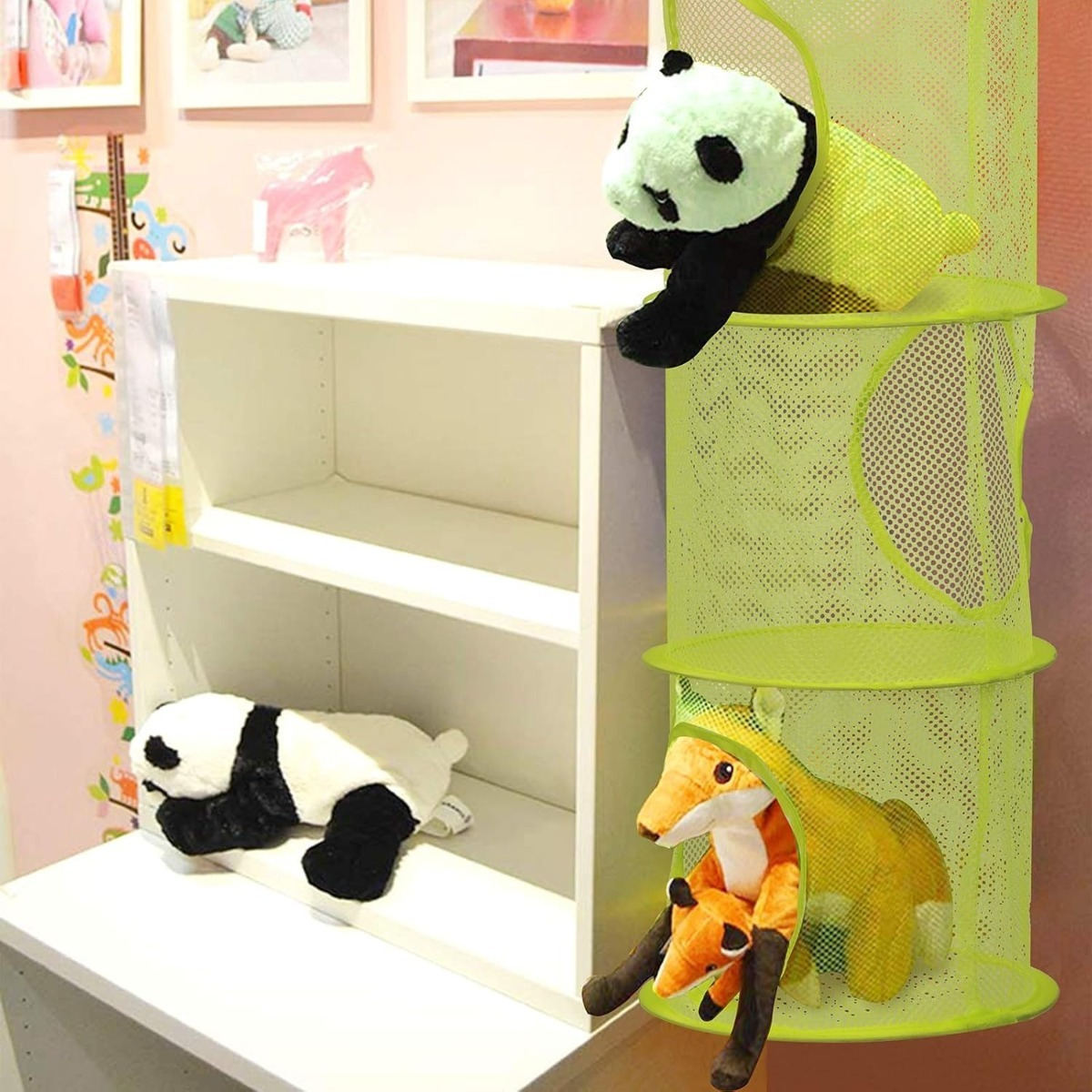 Hanging Storage Set, 3 Colorful Storage Baskets In Green, Blue, And Pink, Space-Saving Mesh Baskets For Toys And Small Items
