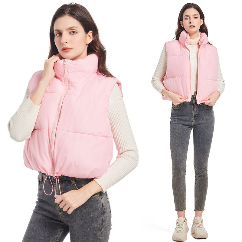 Loose Stylish Korean-style Slimming Short Vest With A Stand-up Collar